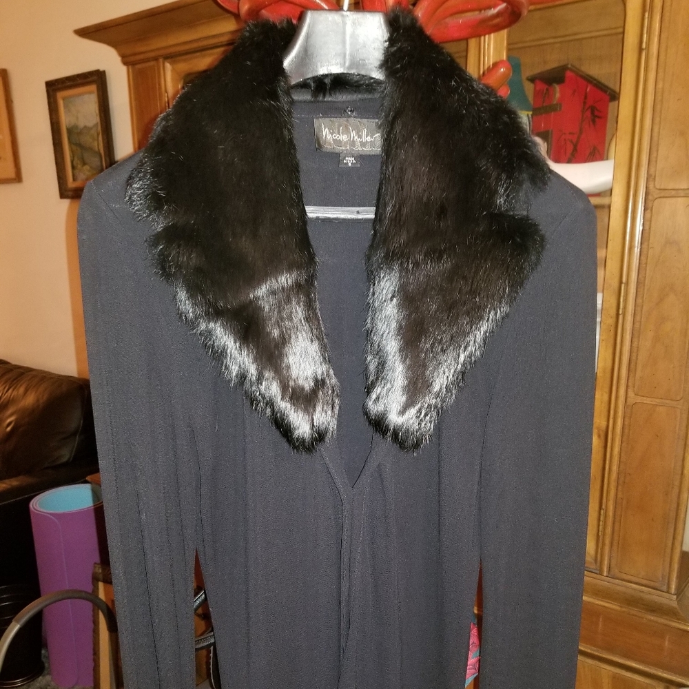 Nicole Miller Fur Collar Jacket